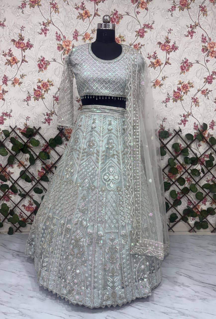 Premium Butterfly Soft Net Lehenga Set – Embroidery, Dori & Sequins Work