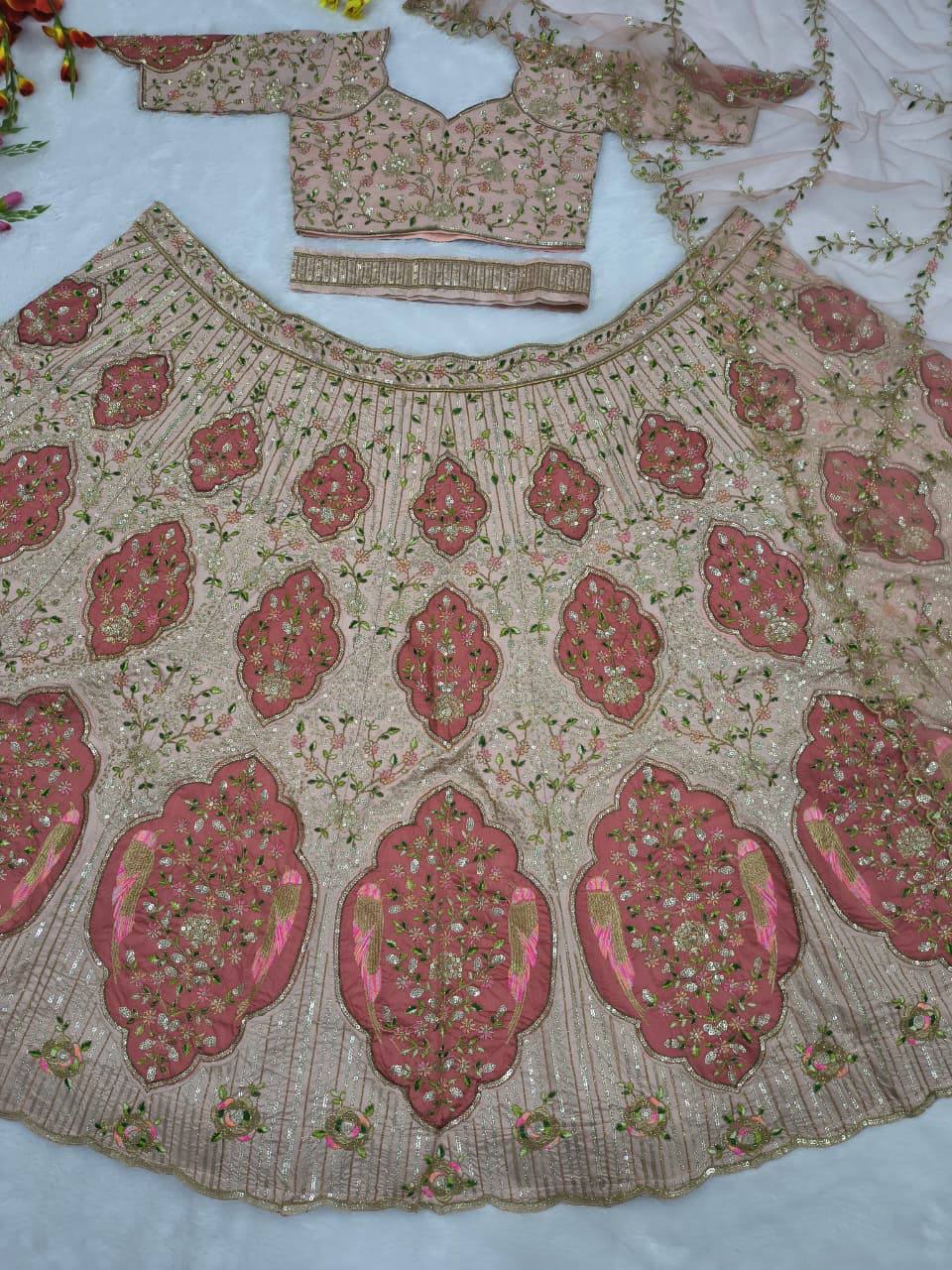 Premium Slub Silk Lehenga Set – Embroidery