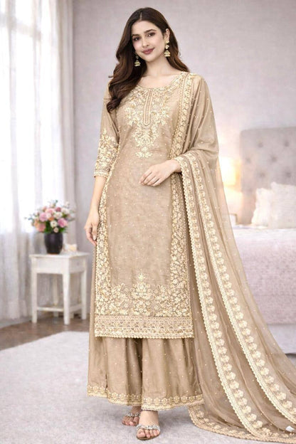 Premium GMY Silk Top, Plazzo & Dupatta Set – Heavy Embroidery
