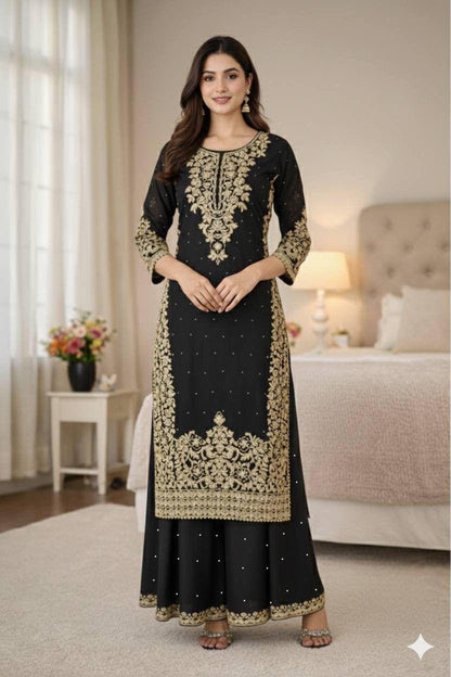 Premium GMY Silk Top, Plazzo & Dupatta Set – Heavy Embroidery