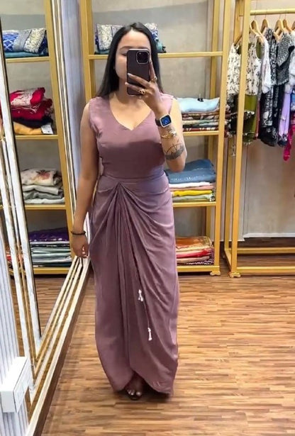 Premium Heavy Crepe Satin Koti with Lehenga & Blouse – Embroidery Work