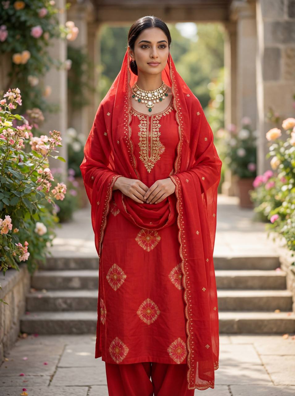 Premium Heavy Model Print Top, Reyon Cotton Bottom & Chanderi Dupatta