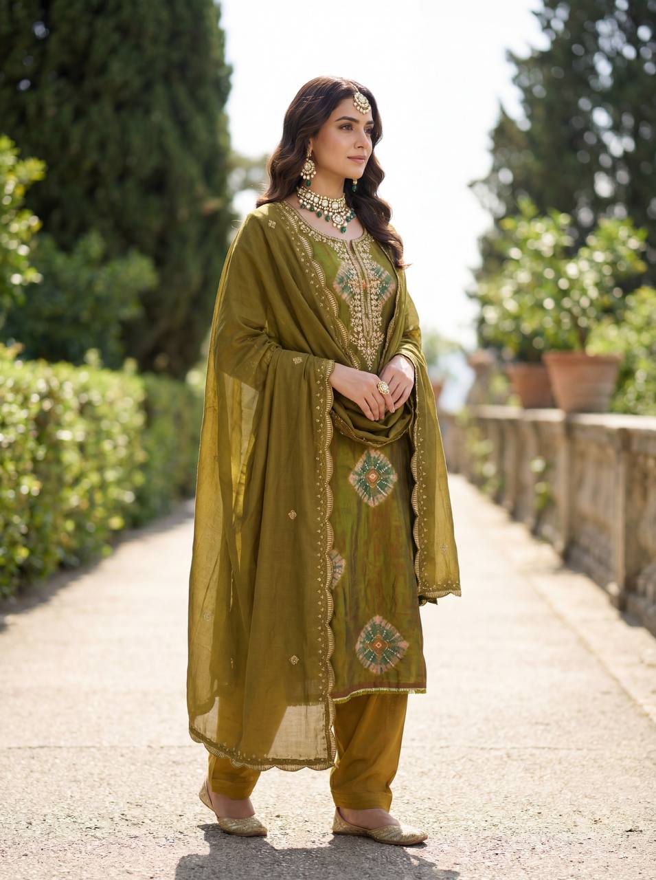 Premium Heavy Model Print Top, Reyon Cotton Bottom & Chanderi Dupatta
