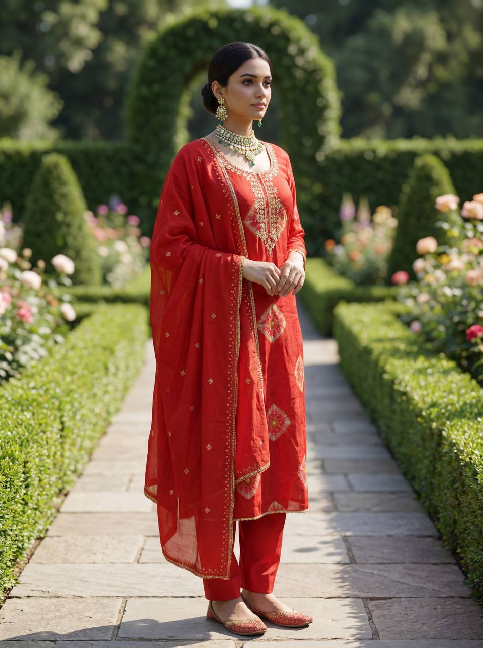 Premium Heavy Model Print Top, Reyon Cotton Bottom & Chanderi Dupatta