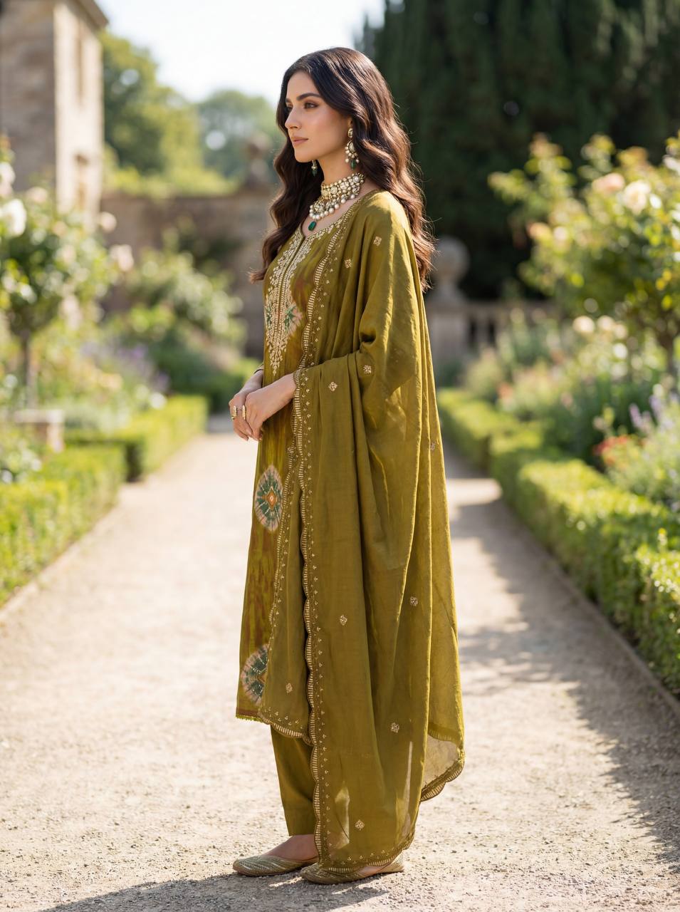 Premium Heavy Model Print Top, Reyon Cotton Bottom & Chanderi Dupatta