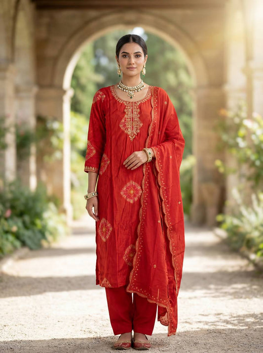 Premium Heavy Model Print Top, Reyon Cotton Bottom & Chanderi Dupatta