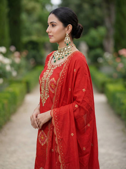 Premium Heavy Model Print Top, Reyon Cotton Bottom & Chanderi Dupatta