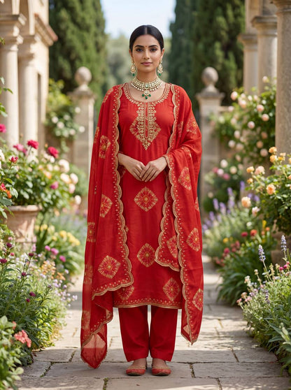 Premium Heavy Model Print Top, Reyon Cotton Bottom & Chanderi Dupatta