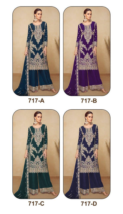 Premium Viscose Chinon Silk Top, Bottom & Dupatta Set