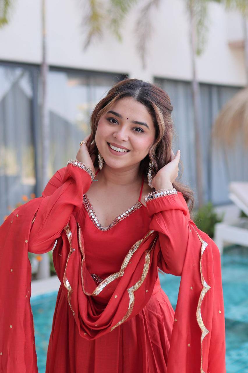 Premium Mul Chanderi Kurti, Roman Silk Pant & Chanderi Dupatta Set