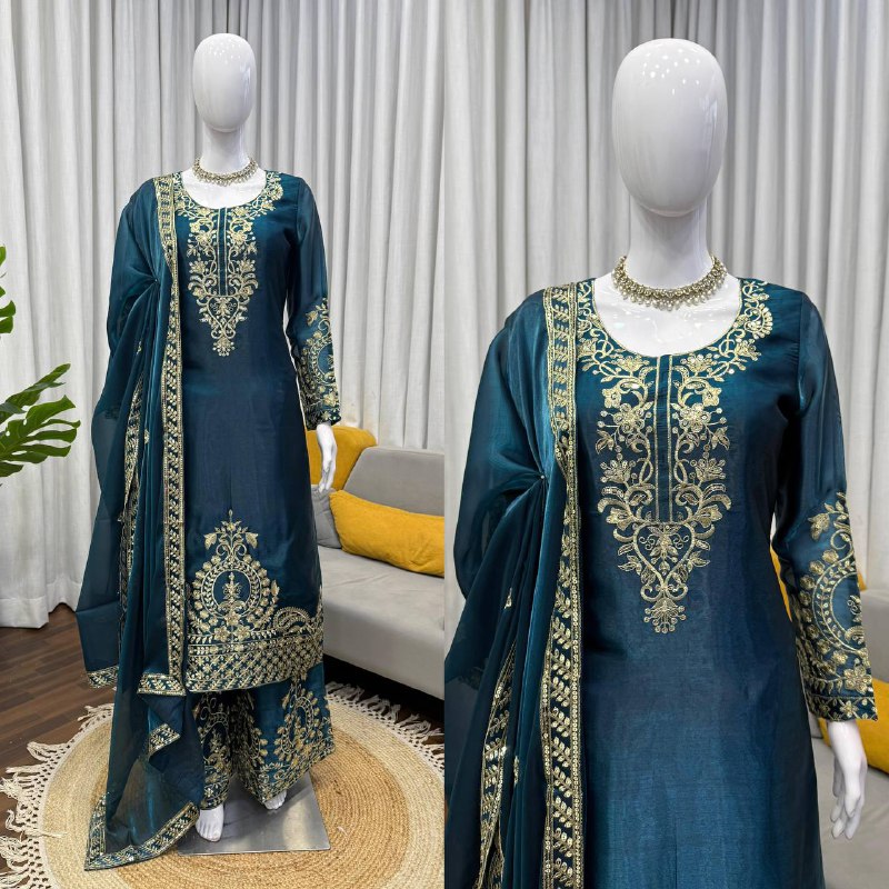 Premium JMC Silk Top, Plazzo & Dupatta Set