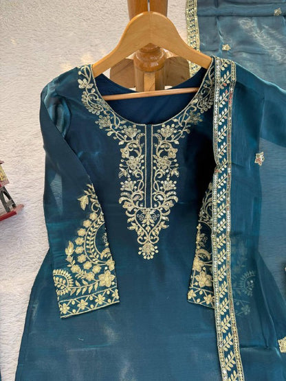 Premium JMC Silk Top, Plazzo & Dupatta Set