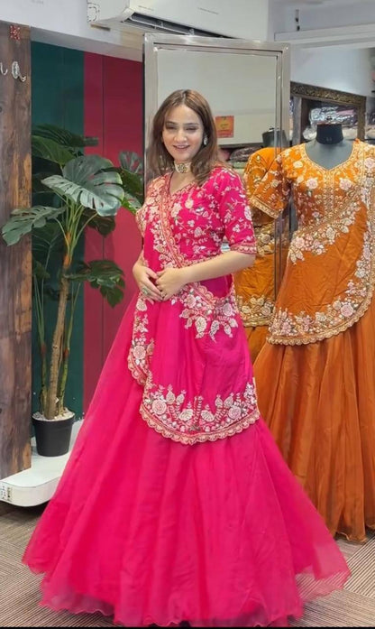 Premium Crunchi Fabric Lehenga Choli & Dupatta Set – Heavy Sequins Embroidery Work