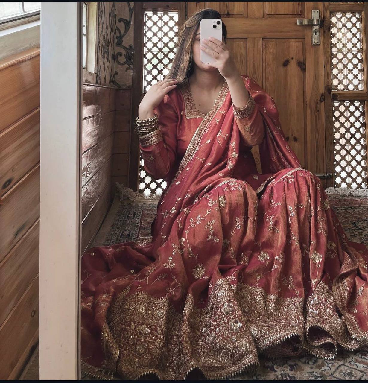 Premium Heavy Chinon Silk Top, Sarara & Dupatta Set