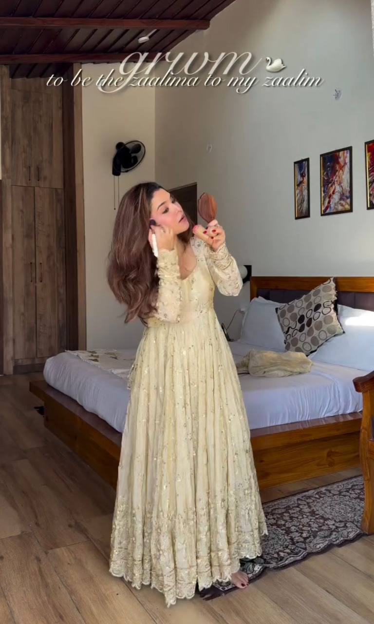 Premium Cinon Silk Gown, Pant & Dupatta Set – Sequins & Ravet Moti Embroidery Work