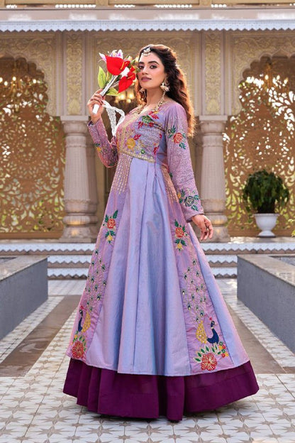 Premium Satin Silk Lehenga Choli Set – Sequins & Thread Embroidery Work