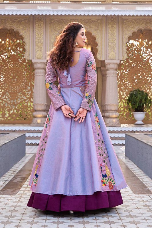 Premium Satin Silk Lehenga Choli Set – Sequins & Thread Embroidery Work