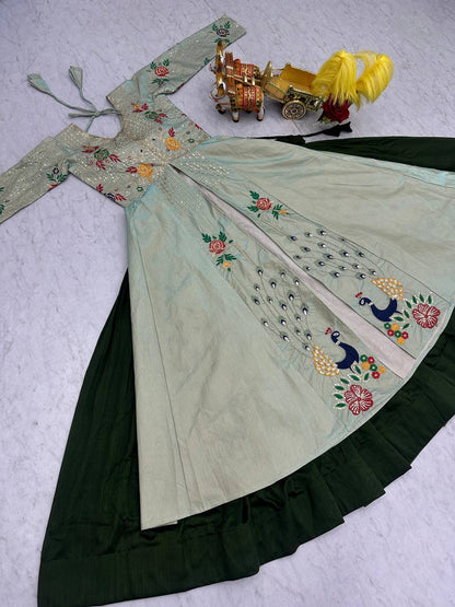 Premium Satin Silk Lehenga Choli Set – Sequins & Thread Embroidery Work
