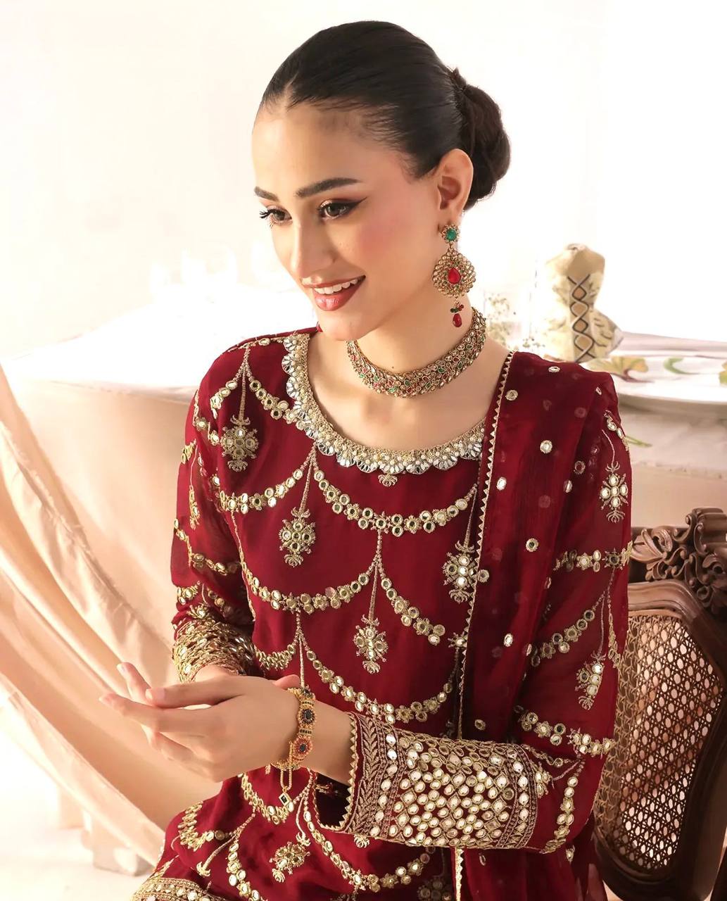 Premium Heavy Faux Georgette Kurti, Sharara & Dupatta Set – 5mm Sequins Embroidery