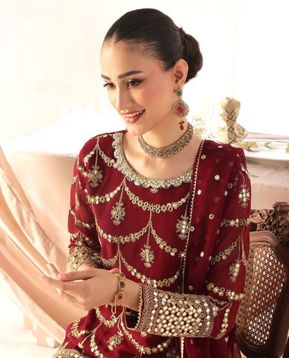 Premium Heavy Faux Georgette Kurti, Sharara & Dupatta Set – 5mm Sequins Embroidery