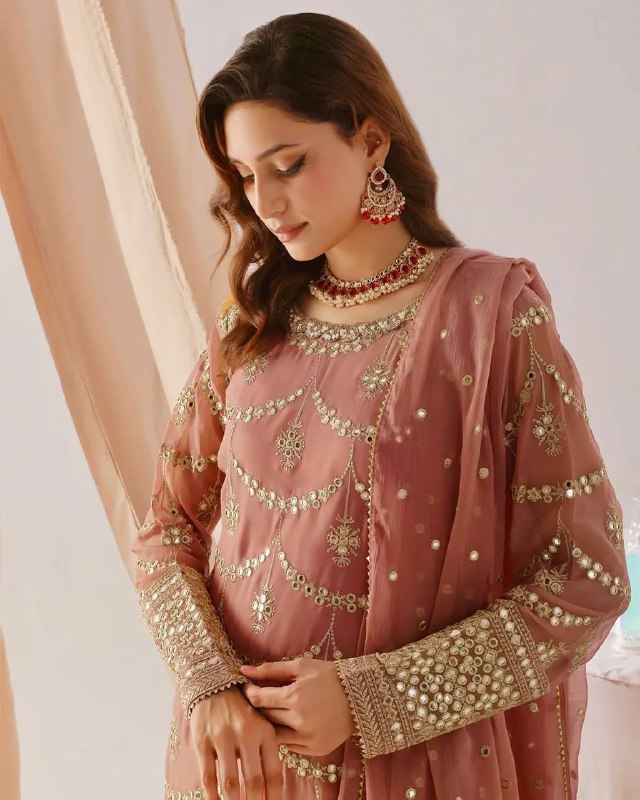 Premium Heavy Faux Georgette Kurti, Sharara & Dupatta Set – 5mm Sequins Embroidery
