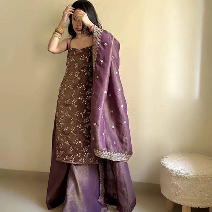 Premium Jimmy Choo Organza Top, Pant & Dupatta Set