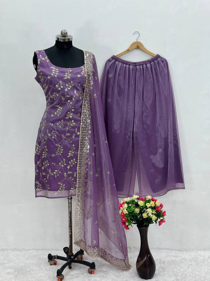 Premium Jimmy Choo Organza Top, Pant & Dupatta Set