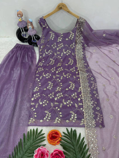 Premium Jimmy Choo Organza Top, Pant & Dupatta Set