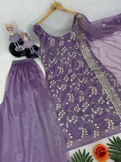 Premium Jimmy Choo Organza Top, Pant & Dupatta Set
