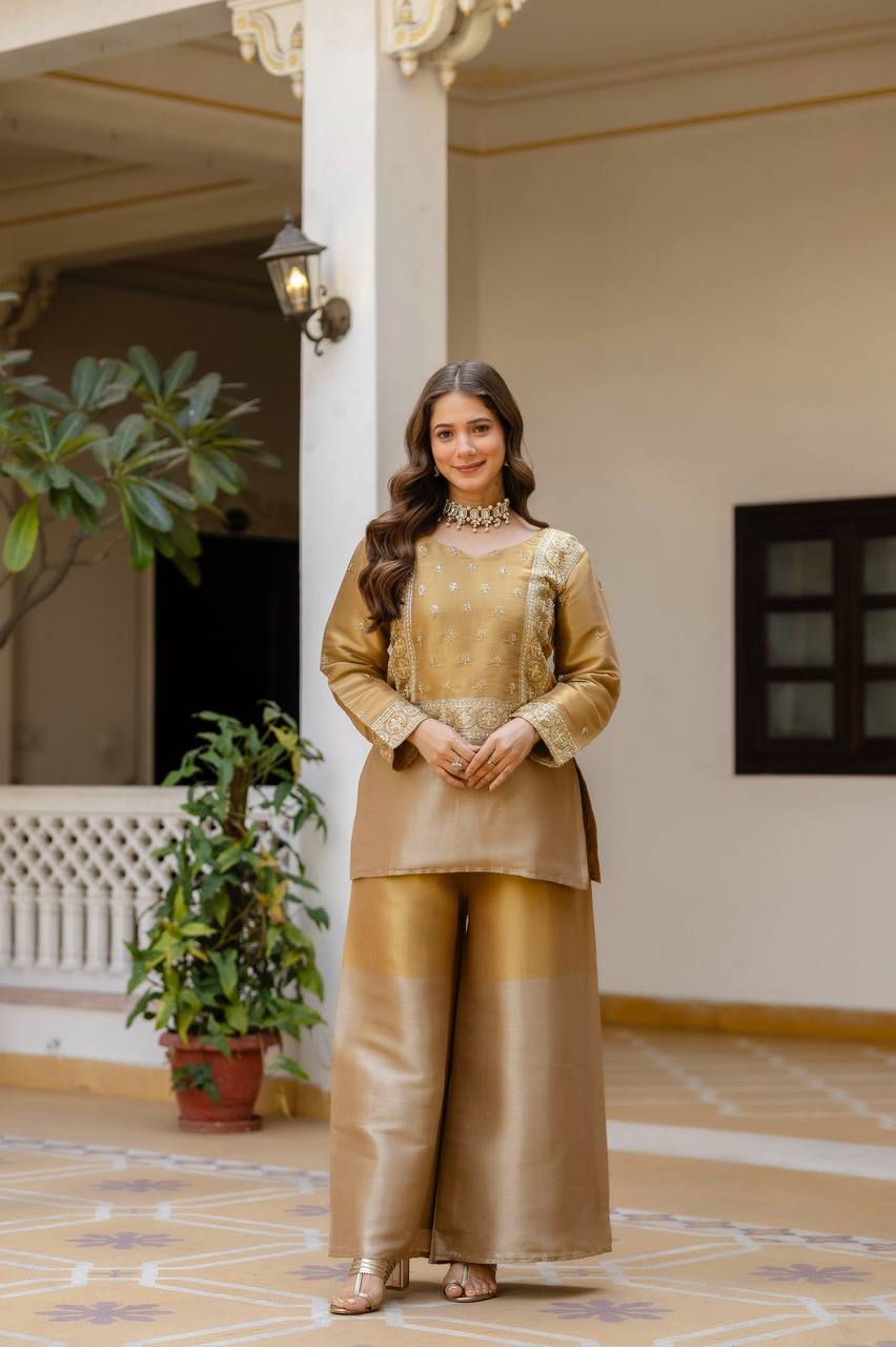 Premium Banarasi Viscose Co‑Ord Set – Heavy Semi‑Beads Embroidery Work