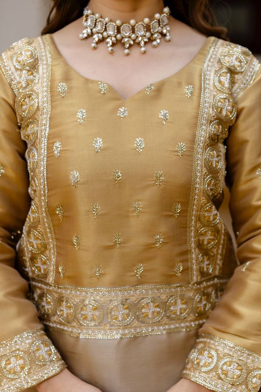 Premium Banarasi Viscose Co‑Ord Set – Heavy Semi‑Beads Embroidery Work