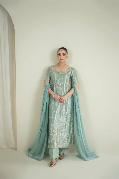 Premium Pure GMY Silk Top, Plazzo & Faux Georgette Dupatta Set