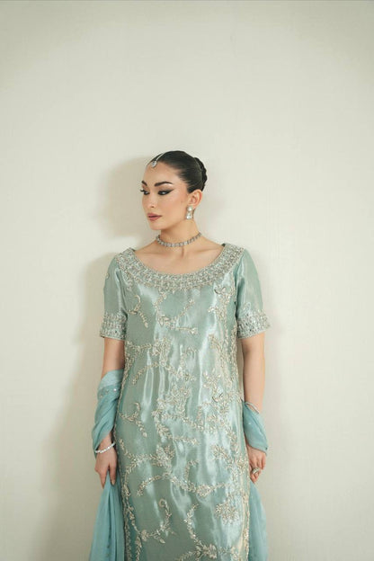 Premium Pure GMY Silk Top, Plazzo & Faux Georgette Dupatta Set