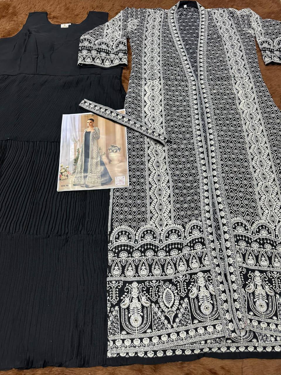 Premium Rosemeen Real Chinon Silk Jacket & Gown Set