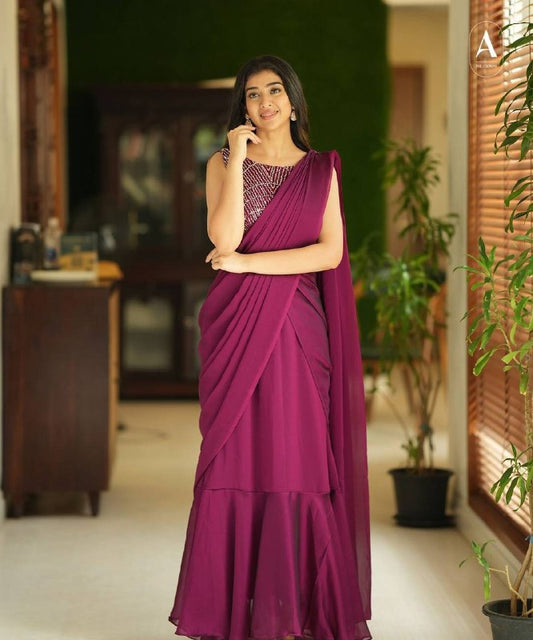 Premium Heavy Rangoli Gown Saree with Bangalore Blouse