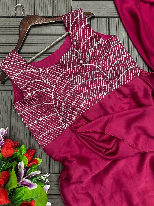 Premium Heavy Rangoli Gown Saree with Bangalore Blouse