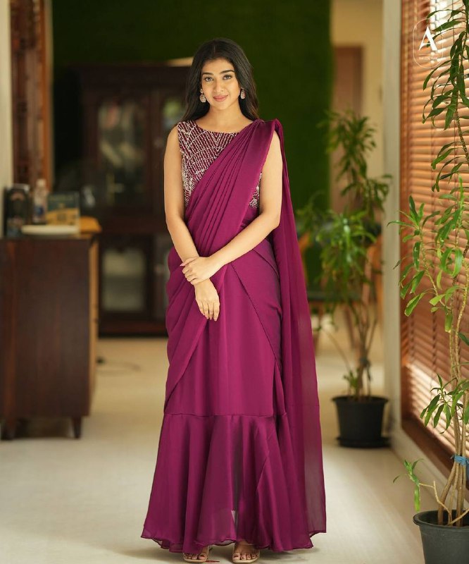 Premium Heavy Rangoli Gown Saree with Bangalore Blouse
