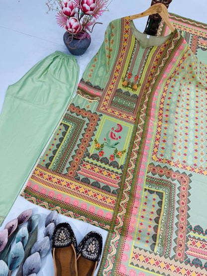 Premium Heavy Faux Georgette Pakistani Suit – Digital Print with Hand Embroidery