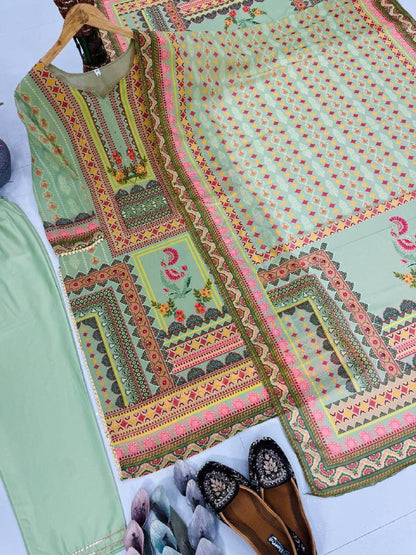 Premium Heavy Faux Georgette Pakistani Suit – Digital Print with Hand Embroidery
