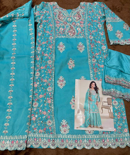 Premium Gulkayra Mariya Real Simar Silk Top, Bottom