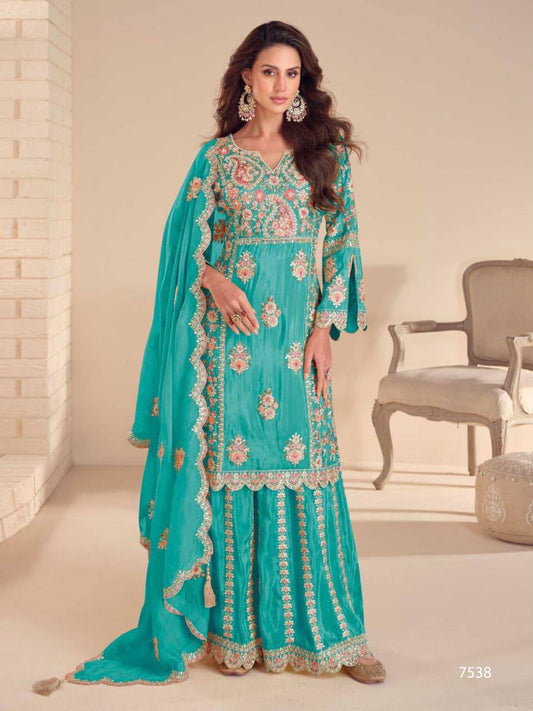 Premium Gulkayra Mariya Real Simar Silk Top, Bottom