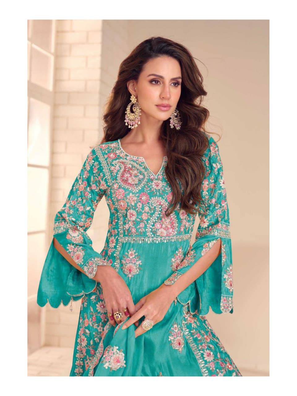 Premium Gulkayra Mariya Real Simar Silk Top, Bottom