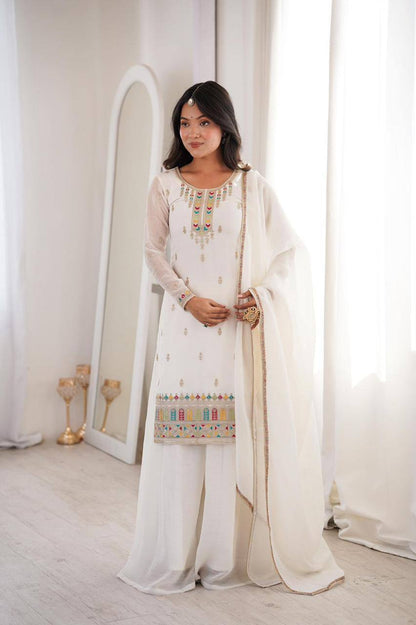 Premium Pure Soft Crunchy Silk Top, Sharara & Dupatta Set