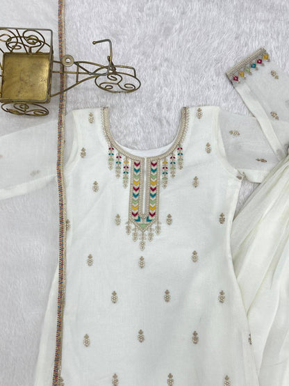 Premium Pure Soft Crunchy Silk Top, Sharara & Dupatta Set