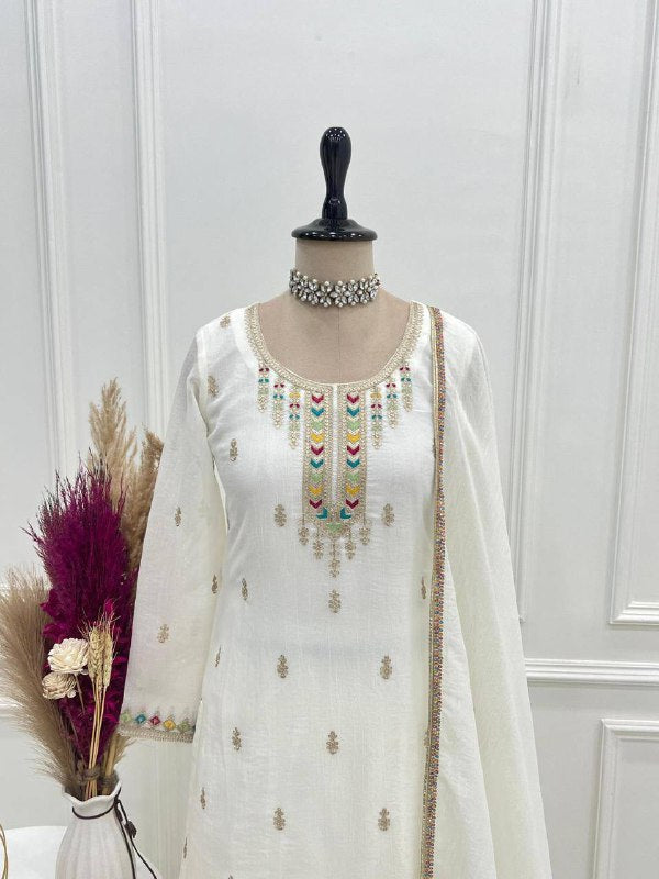 Premium Pure Soft Crunchy Silk Top, Sharara & Dupatta Set