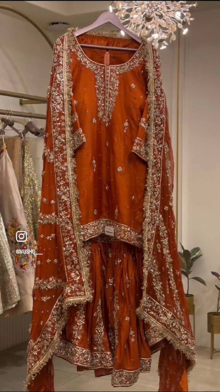 Premium Pure Fox Georgette Top, Sarara & Dupatta Set – 5mm Sequins Embroidery
