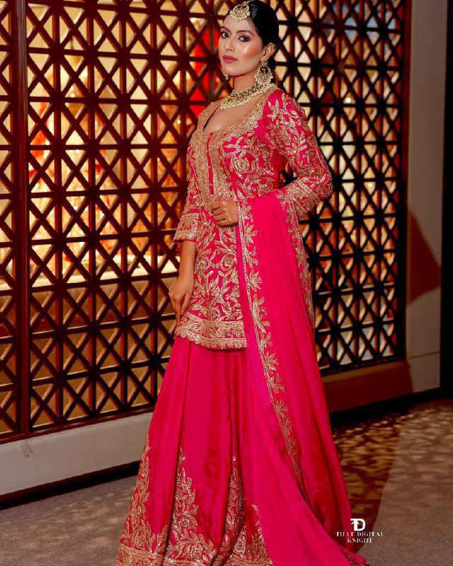 Premium Heavy Chinon Silk Top, Sharara & Dupatta Set – Coding Sequins Embroidery