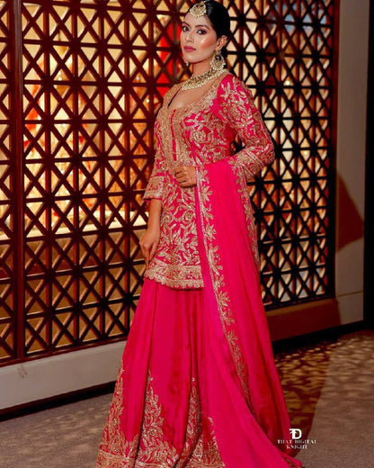 Premium Heavy Chinon Silk Top, Sharara & Dupatta Set – Coding Sequins Embroidery