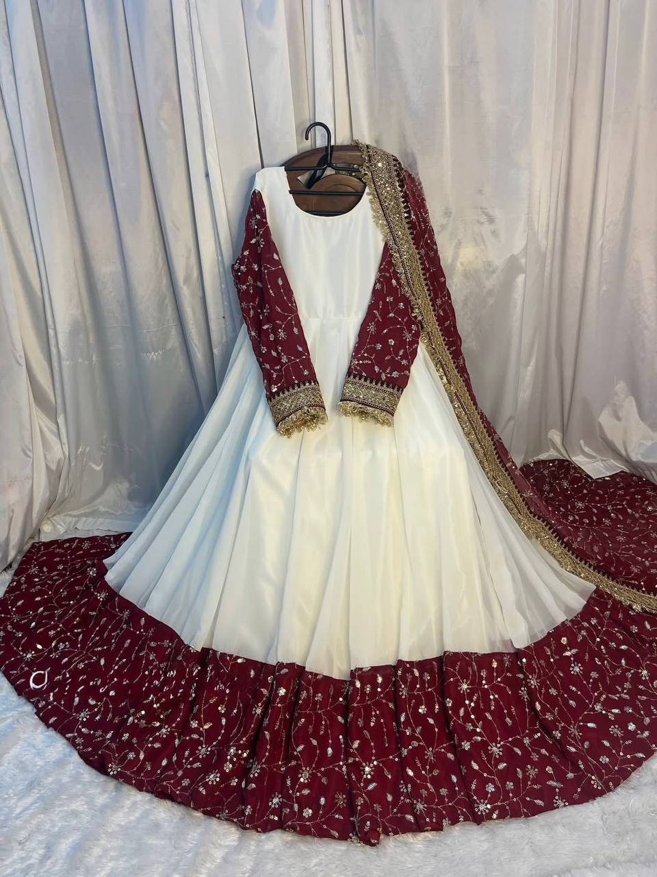 Premium Pure Faux Georgette Maxi Anarkali Suit – Multi Needle Embroidery Work