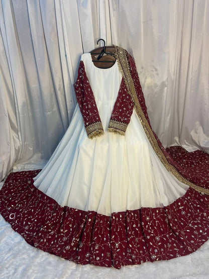 Premium Pure Faux Georgette Maxi Anarkali Suit – Multi Needle Embroidery Work
